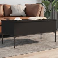 Salontafel 100x50x45 cm bewerkt hout en metaal zwart - thumbnail