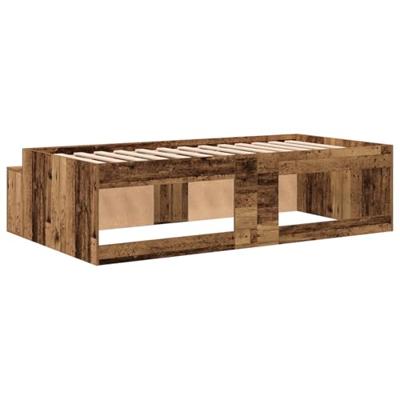 Opbergbedframe met opslag Oud hout 75 x 190 cm Bewerkt hout