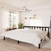 Bedframe massief grenenhout zwart 200x200 cm - thumbnail
