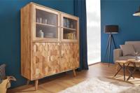 Massief houten dressoir MYSTIC LIVING 140cm naturel acacia vitrine 3D oppervlak - 39942 - thumbnail