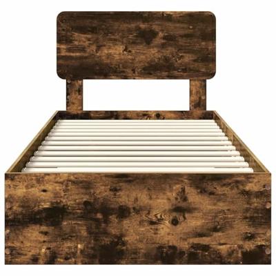Bedframe met hoofdeinde Gerookt eiken 75 x 190 cm Bewerkt hout