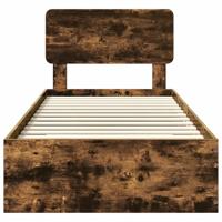 Bedframe met hoofdeinde Gerookt eiken 75 x 190 cm Bewerkt hout - thumbnail