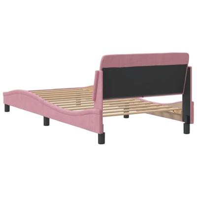 Bedframe met hoofdeinde zonder matras 100x200 cm fluweel roze Bedframe met hoofdeinde zonder matras 100x200 cm fluweel roze