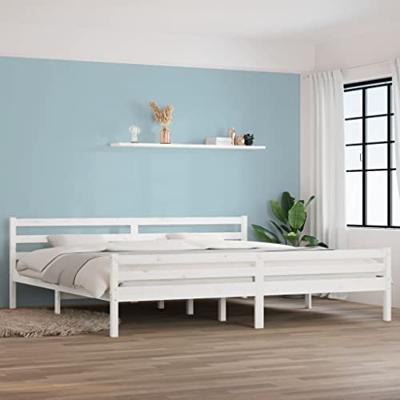 Bedframe massief hout wit 200x200 cm Bedframe massief hout wit 200x200 cm