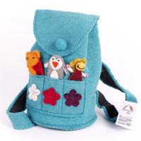 Vilten Schoudertas met Vingerpoppen (Turquoise) - thumbnail