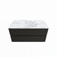 MONDIAZ VICA-DLUX 100cm badmeubel onderkast Urban 2 lades. Inbouw wastafel CLOUD midden 1 kraangat, kleur Glace. - thumbnail