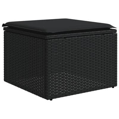 9-delige Loungeset met kussens poly rattan zwart