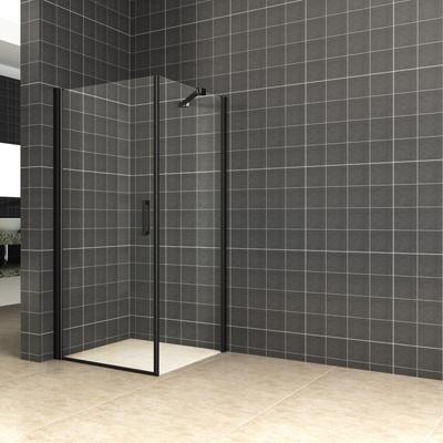 Douchecabine Aqua Splash 100x100x200 cm Klapdeur 8 mm Nano Coating Mat Zwart Aqua Splash