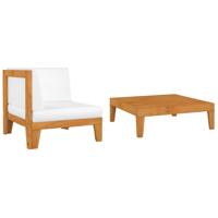 2-delige Loungeset met kussens massief acaciahout - thumbnail