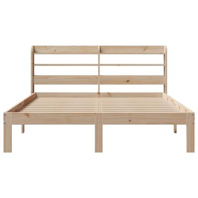 Bedframe met hoofdbord massief grenenhout wit 140x200 cm
