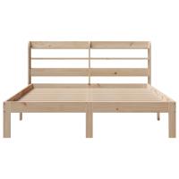 Bedframe met hoofdbord massief grenenhout wit 140x200 cm - thumbnail