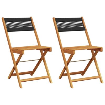 Tuinstoelen 4 st inklapbaar massief acaciahout zwart - thumbnail
