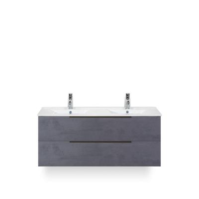 Seville Badmeubelset 120 cm - 2 laden Beton Antraciet Edge greep - Wastafel Enjoy Dubbel
