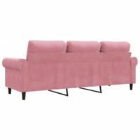 Driezitsbank 180 cm fluweel roze - thumbnail