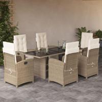 7-delige Tuinset met kussens poly rattan beige - thumbnail