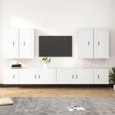 8-delige Tv-meubelset bewerkt hout wit