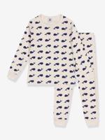 Pyjama voor kinderen met walvisprint van PETIT BATEAU ecru - thumbnail