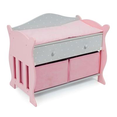 Poppencommode met opbergruimte - Puntos Grijs Poppencommode met opbergruimte - Puntos Grijs