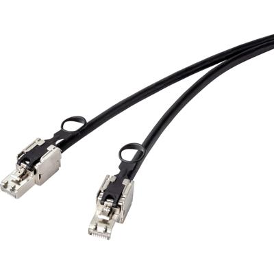 Renkforce RF-4538214 RJ45 Netwerkkabel, patchkabel CAT 6A S/FTP 0.25 m Zwart Met trekring voor ontgrendeling 1 stuk(s)