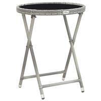 5-delige Bistroset poly rattan en gehard glas grijs - thumbnail