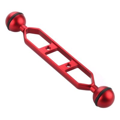 PULUZ 7 0 inch 17 8 cm aluminiumlegering Dual Balls arm voor onderwater toorts/video licht (rood)
