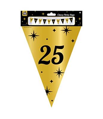 Classy Vlaggenlijn 25 Jaar Zwart/Goud (10m) - thumbnail