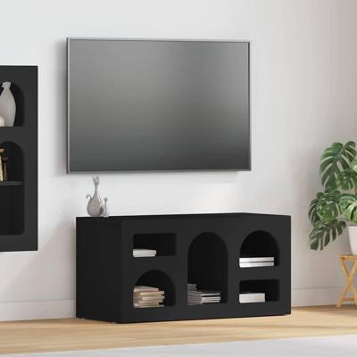 TV-kast Zwart 80 x 35 x 40 cm Bewerkt hout