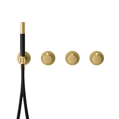 Hotbath Cobber afbouwdeel inbouw badendouche thermostaat met 2 stopkranen zonder uitloop geborsteld messing (goud) PVD CB7071EXTBBP