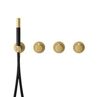 Hotbath Cobber afbouwdeel inbouw badendouche thermostaat met 2 stopkranen zonder uitloop geborsteld messing (goud) PVD CB7071EXTBBP - thumbnail