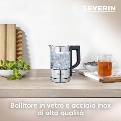 Severin 3472 Waterkoker Snoerloos, Oververhittingsbeveiliging Aantal/Volume: 0.5 l RVS (geborsteld), Zwart - thumbnail