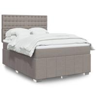 Boxspring met matras stof taupe 200x200 cm - thumbnail