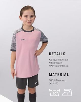 JAKO 4224K Shirt Iconic Km Kids - Dusky Pink/Zachtgrijs/Antra Light - 128