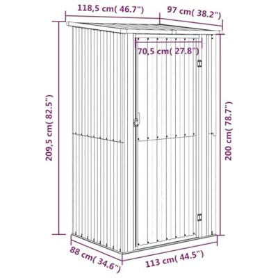 VidaXL Tuinschuur 118,5x97x209,5 cm gegalvaniseerd staal antraciet