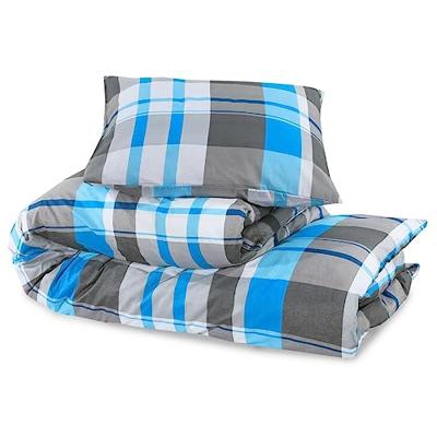 Dekbedovertrekset 135x200 cm katoen blauw en grijs Dekbedovertrekset 135x200 cm katoen blauw en grijs