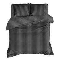Satin d'Or Dekbedovertrek Streep Antraciet-Lits-jumeaux (240 x 200/220 cm) - thumbnail