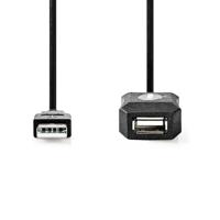 Nedis Actieve USB-Kabel | USB 2.0 | USB-A Male | USB-A Female | 480 Mbps | 10.0 m | Rond | Vernikkeld | PVC | Koper | Label - CCGL60EXTBK100 - thumbnail