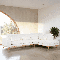 BASE 3-zits Hoekbank 'Kirstan' Rechts, Bouclé, kleur Naturel - thumbnail