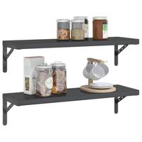 Wandschappen 2 st 75x23,5 cm roestvrijstaal zwart - thumbnail