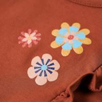 Kindershirt met lange mouwen bloemenprint 104 cognackleurig - thumbnail
