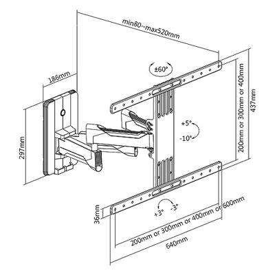 My Wall H 29 L TV-beugel Kantelbaar 94,0 cm (37) - 203,2 cm (80) Kantelbaar, Draaibaar