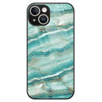iPhone 14 glazen hardcase - Marmer azuurblauw - thumbnail