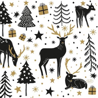 Duni 3-laags tissue servet magic winter 33x33cm wit 20 stuks