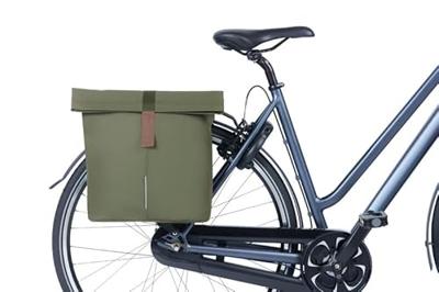 Dubbele fietstas Basil City 28-32 liter 12 x 29 x 30 cm - moss green