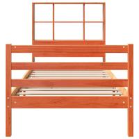 Bed met boekenkast zonder matras massief hout wasbruin 75x190cm - thumbnail