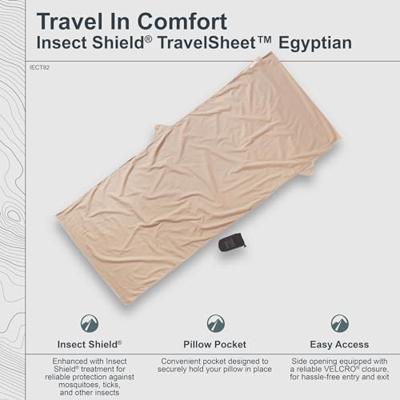 Cocoon Travel Sheet Insect Shield Egyptian Cotton Lakenzak Sand