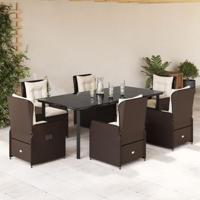 7-delige Tuinset met kussens poly rattan bruin - thumbnail