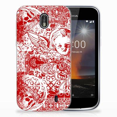 Silicone Back Case Nokia 1 Angel Skull Rood Silicone Back Case Nokia 1 Angel Skull Rood