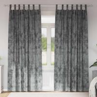 VidaXL Velvet gordijnen met gordijnen 2 pcs grijs 245 x 140 cm fluweel - thumbnail