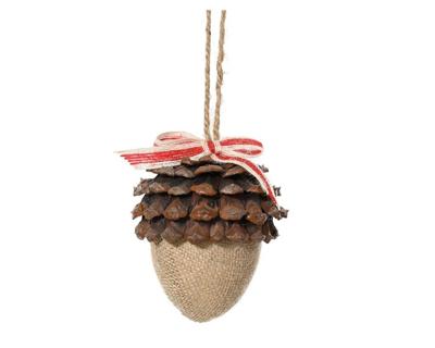 Kersthanger eikel foam met jutte 10 cm naturel