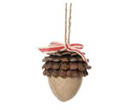 Kersthanger eikel foam met jutte 10 cm naturel - thumbnail